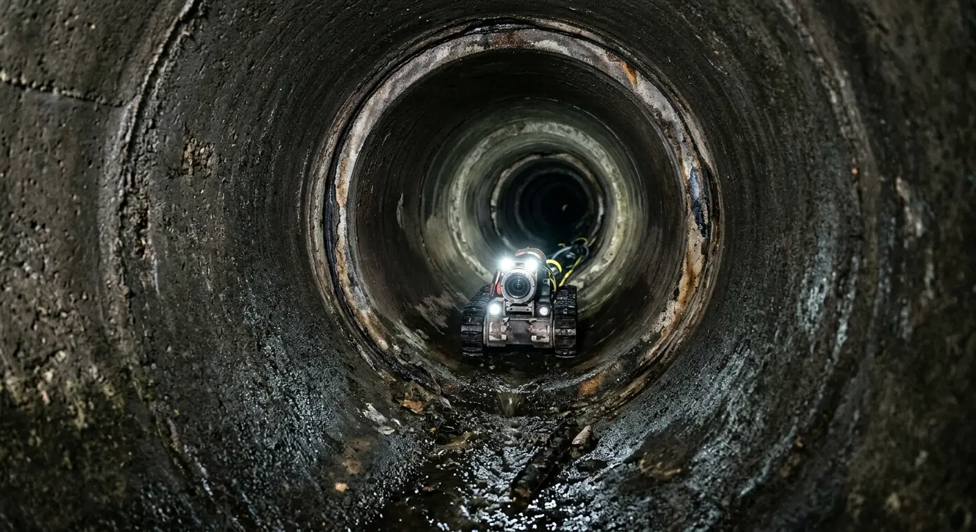 Robotic sewer camera inspecting pipe interior for Sewer Line Cleaning in Junction City